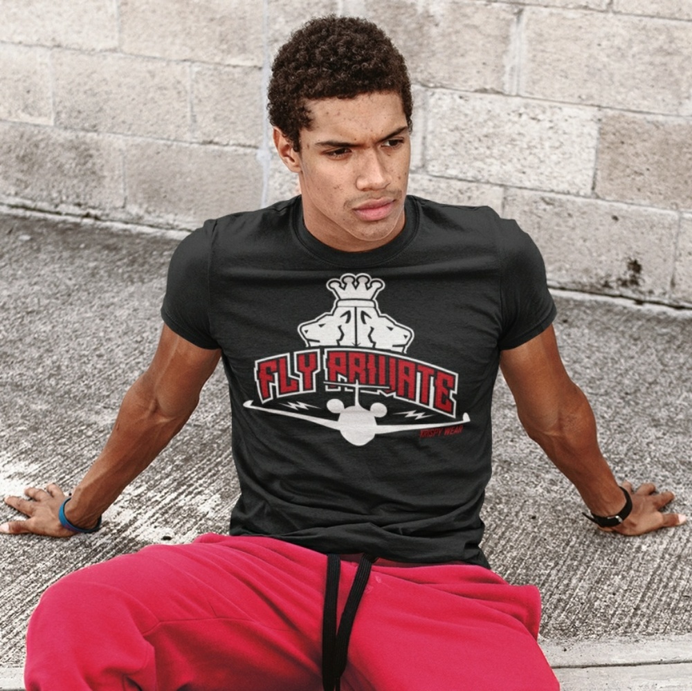 Krispy Wear "Fly Private" black crewneck tshirt